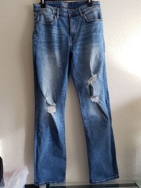 Mens Lazer Distressed Blue Jeans